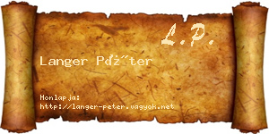 Langer Péter névjegykártya